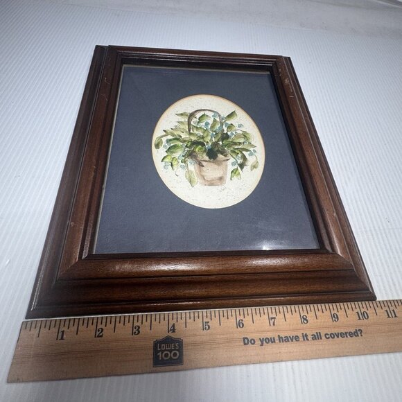 Jane Whaley Hand Painted Watercolor Flower Basket Greenery 8x10 Framed Matted - Picture 1 of 4